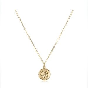 “SAINT CHRISTOPHER PROTECT US” E Newton Gold Disc Necklace